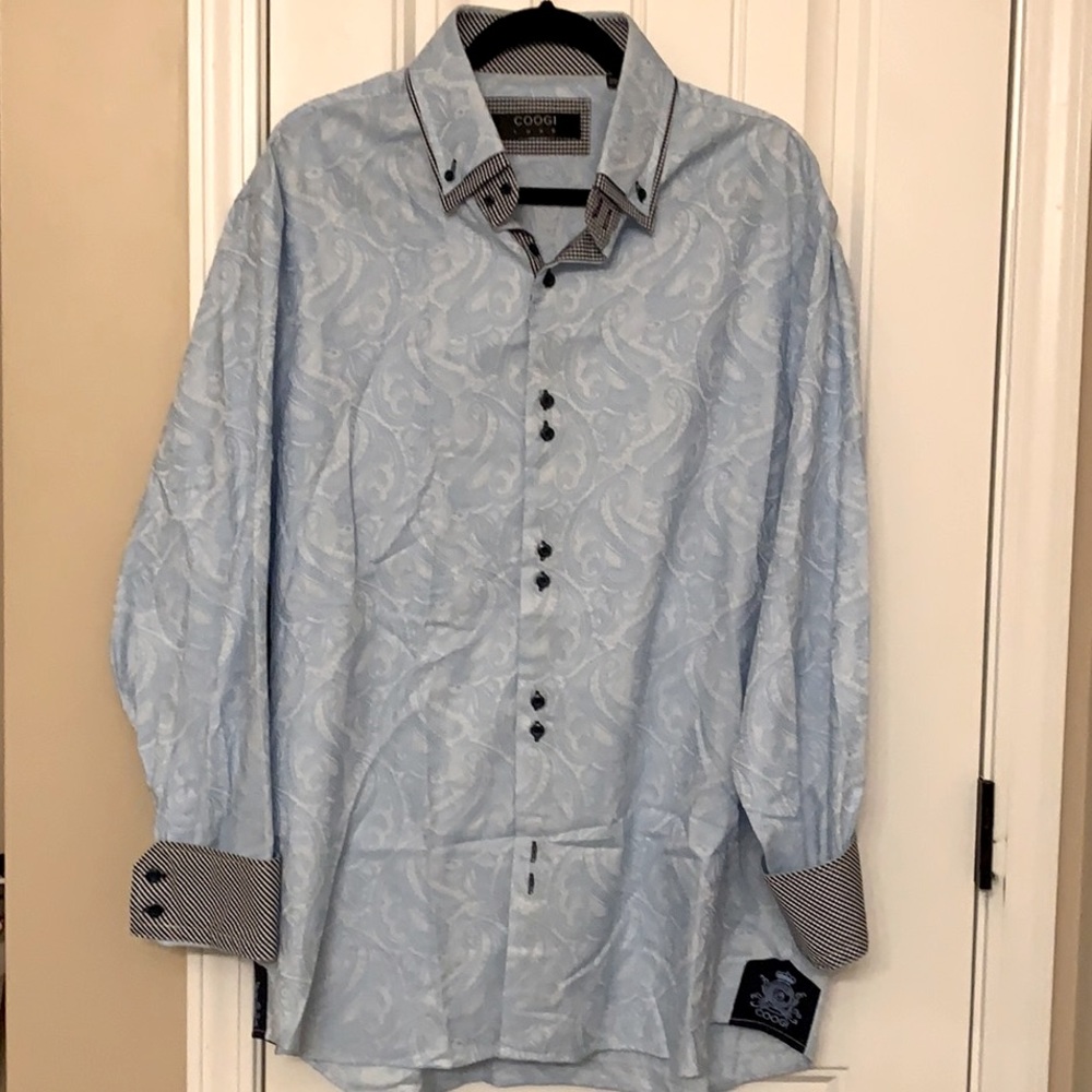 2XL Men’s COOGI LUXE shirt, French cuffs, double collar, EUC